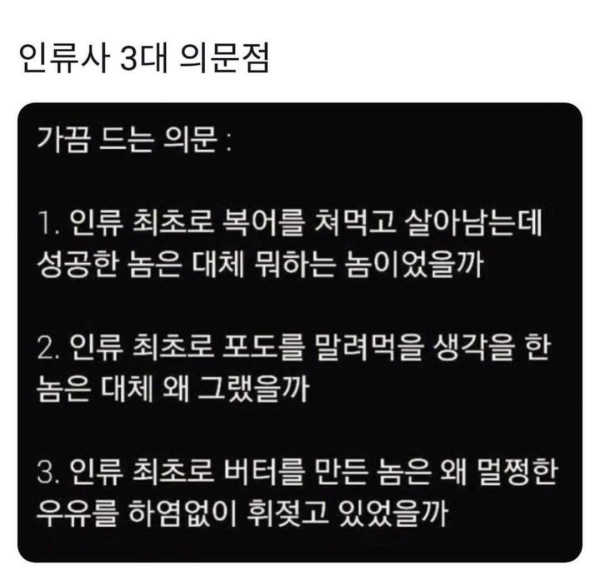 인류사 3대 의문점(유모아)