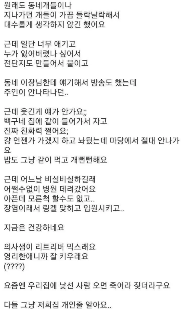 약고전)저희집에 모르는 개가 들어와서 살아요.